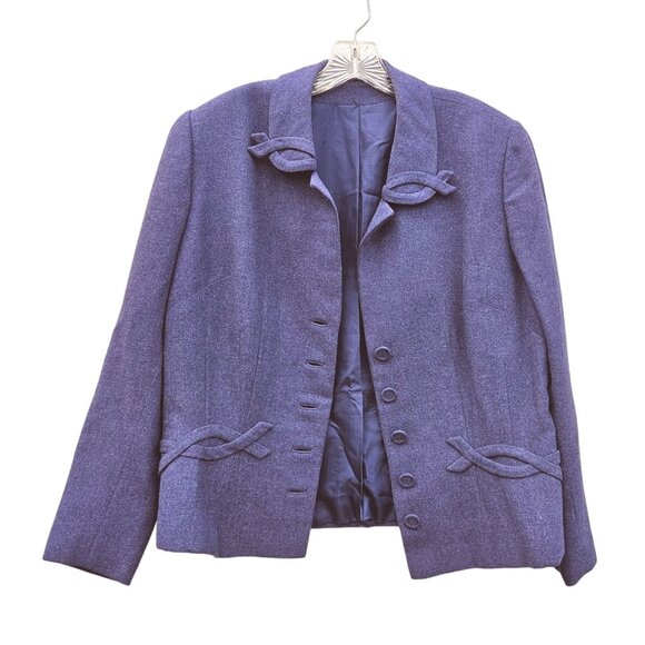 1940s Vintage Bespoke Wool Jacket L/XL Eggplant Purple Tailored Waist - Picture 13 of 13